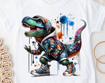 Kids Streetwear T-Rex PNG, Cool Dinosaur T-Rex Sublimation, Digital Download, Boys Hipster png Streetwear Graffiti Kids Cute Dinosaur Trex