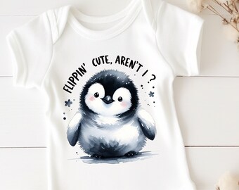 Cute Penguin Baby PNG, Flippin' Cute Baby Penguin Sublimation, Digital Download, Arctic Penguin Baby png, Baby Penguin Newborn Baby Shower