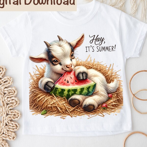 Cute Farm Baby PNG, Hay, It's Summer Baby Goat Sublimation, Digital Download, Barnyard Baby png, Baby Goat Kid Newborn Baby Shower Farm png