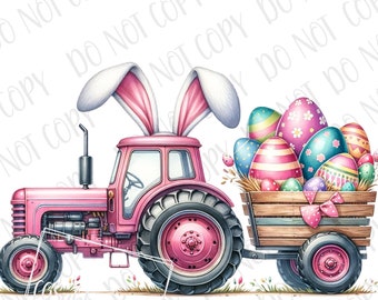 Easter Pink Tractor PNG, Farm Tractor Sublimation, Digital Download, Easter PNG, Farm Sublimation png Toddlers Easter Cute Easter Bunny Gift