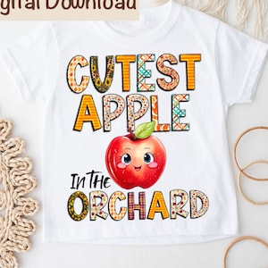 Niedlicher Apfel im Obstgarten png, Süßer Apfel PNG, Apfelernte Sublimation, Bauernhof Apfel PNG, Herbst Kinder Niedlich Herbst Apfel, der Kleinkind Baby erntet