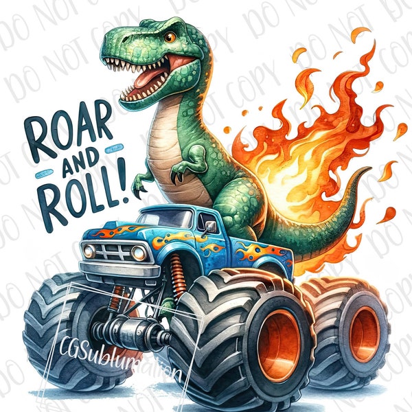 T-Rex Monster Truck png | Monster Truck Dinosaur PNG | T Rex Sublimation | Dinosaur Monster Truck PNG| Tyrannosaurus Rex Dino Roar & Roll