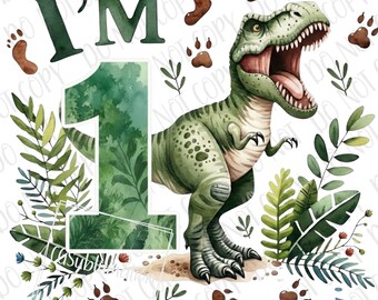 T-Rex Dinosaur png, 1st Birthday I'm 1 Dino PNG, Trex Dinosaur Sublimation Bday T-Rex PNG, T-Rex Baby Toddler Birthday Party Dinosaur Gift