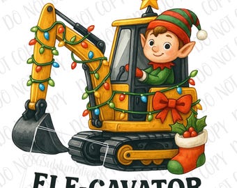 Construction Christmas PNG | Bulldozer Christmas png | Construction Sublimation PNG | Christmas Sublimation Elf Construction Tractor PNG