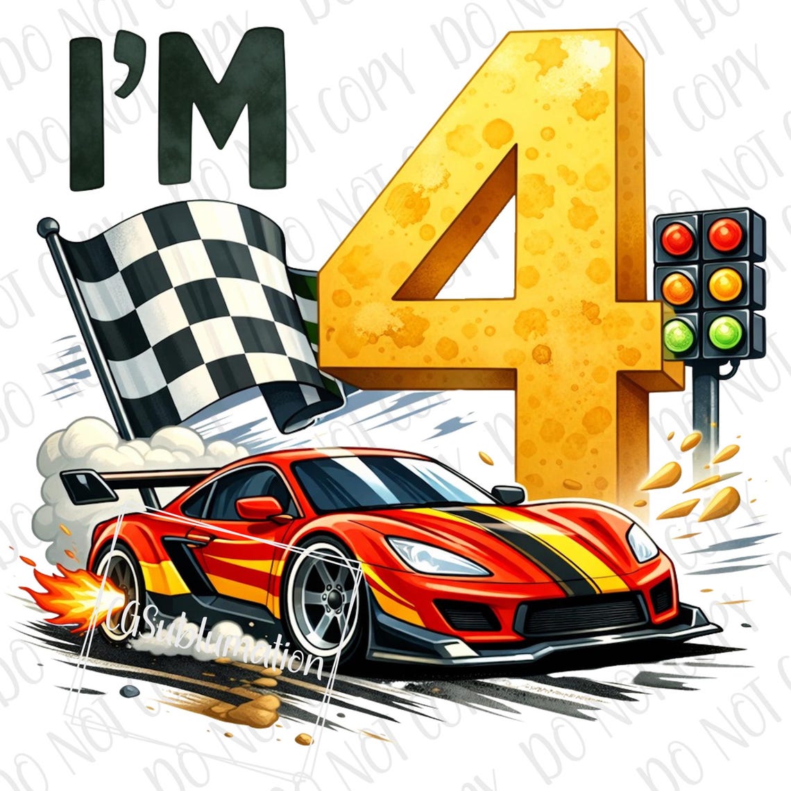 Race Car I'm 4 Png Sublimation, Racecar Birthday Party Png, Digital ...