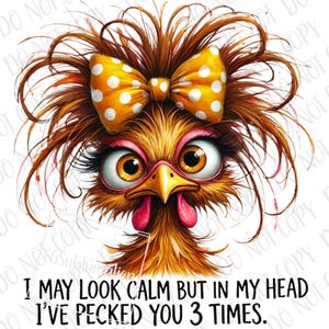 Funny Chicken PNG  | I May Look Calm Crazy Chicken Lady Sublimation | Farm Chicken Hen PNG | Farm Animal Lover Gift | Crazy Chicken Lady png