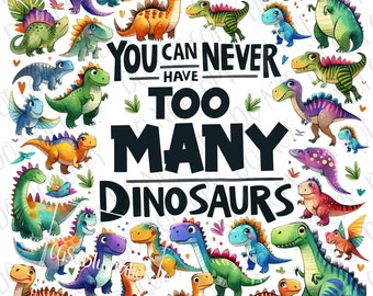 Zu viele Dinosaurier PNG, Dinosaurier Sublimation digitaler Download, T-Rex Stegosaurus Triceratops Dinosaurier PNG Dinosaurier-Liebhaber Paläontologe PNG