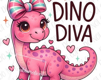 T-Rex Dinosaurier für Mädchen PNG Sassy Saurus PNG, lustige SassySaurus Dinosaurier Sublimation, Mädchen Dino Cute T-Rex Baby Print, Mädchen Dinosaurier Diva