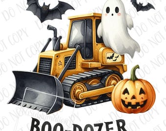 Construcción de Halloween PNG / Bulldozer de Halloween PNG / Construcción de sublimación PNG / Tractor de construcción espeluznante de sublimación de Halloween PNG