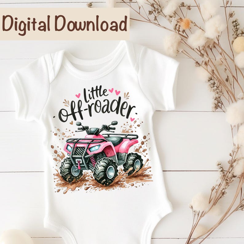Four Wheeler Sublimation png | ATV For Girls Sublimation PNG | Mud & Tractor png | Offroad Sublimation png | Kids 4-Wheeler png Pink ATV png