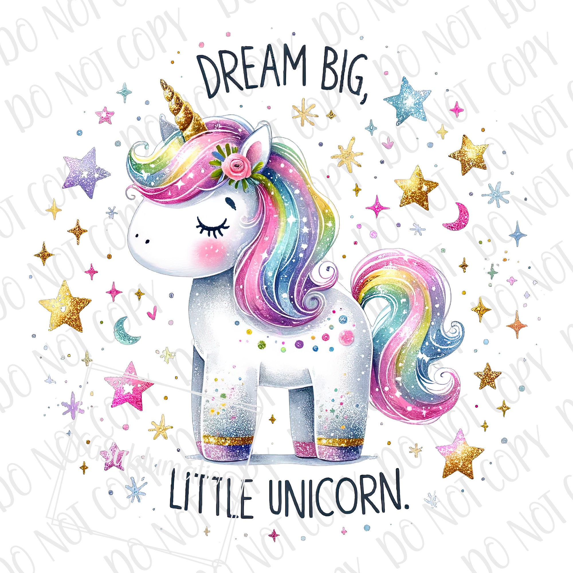 Dream Big Little Unicorn PNG Digital Download, Sparkly Unicorn Png ...