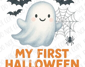 My First Halloween PNG | Cute Ghost Spiders Bats Halloween png | Halloween Sublimation PNG | 1st Halloween Sublimation Spooky Ghost Baby PNG