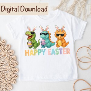 Easter Dinosaur PNG, T-Rex Triceratops Stegosaurs Sublimation, Easter PNG Funny Dino Easter Eggs png Boys Toddler Easter Dinosaurs Gift PNG