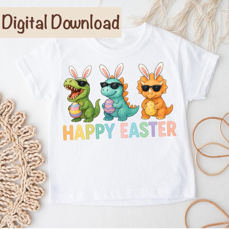 Easter Dinosaur PNG, T-Rex Triceratops Stegosaurs Sublimation, Easter PNG Funny Dino Easter Eggs png Boys Toddler Easter Dinosaurs Gift PNG