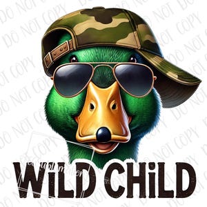 Wild Child png, Mallard Duck PNG, Funny Duck Hunting Sublimation, Boys Duck Hunting Design, Southern Boy png, Kids Duck Wild Child Hunting