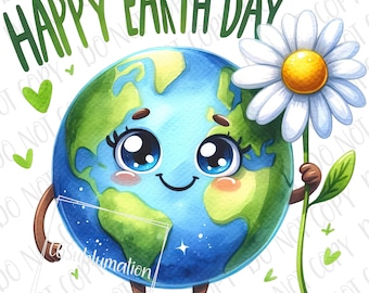 Earth Day png Sublimation | Happy Earth Day Sublimation | Cute Earth Day Celebration png | Earth Birthday PNG | Happy Earth Day Plant PNG