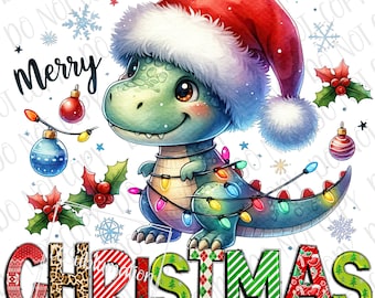 Dinosaur Merry Christmas PNG, Funny Santa T-Rex Sublimation, Digital Download, Christmas Dinosaur PNG, Sublimation PNG, Xmas Santa Dino png