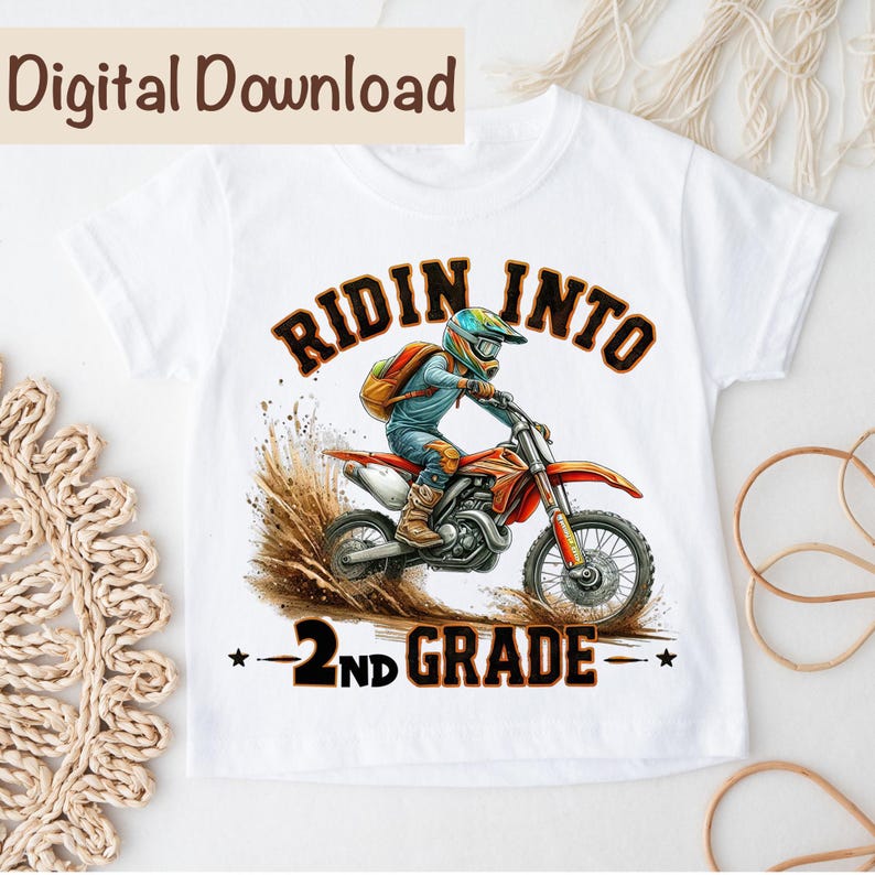 Ridin Graphics Riding Into 2nd Grade PNG | Motocross Sublimation | Back to School ...