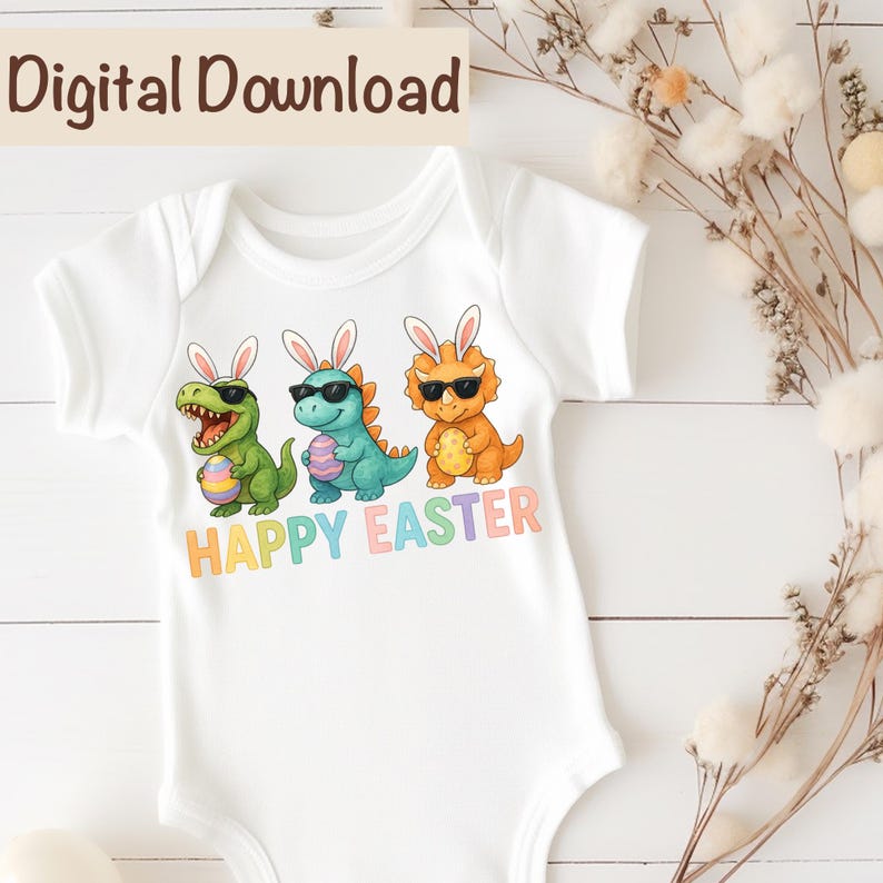 Easter Dinosaur PNG, T-Rex Triceratops Stegosaurs Sublimation, Easter PNG Funny Dino Easter Eggs png Boys Toddler Easter Dinosaurs Gift PNG