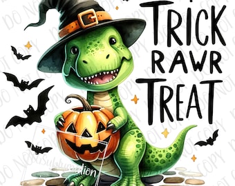Dinosaur Halloween PNG, Funny Trick Rawr Treat T-Rex Sublimation, Digital Download Dinosaur PNG, Dino Sublimation PNG Halloween Dinosaur png