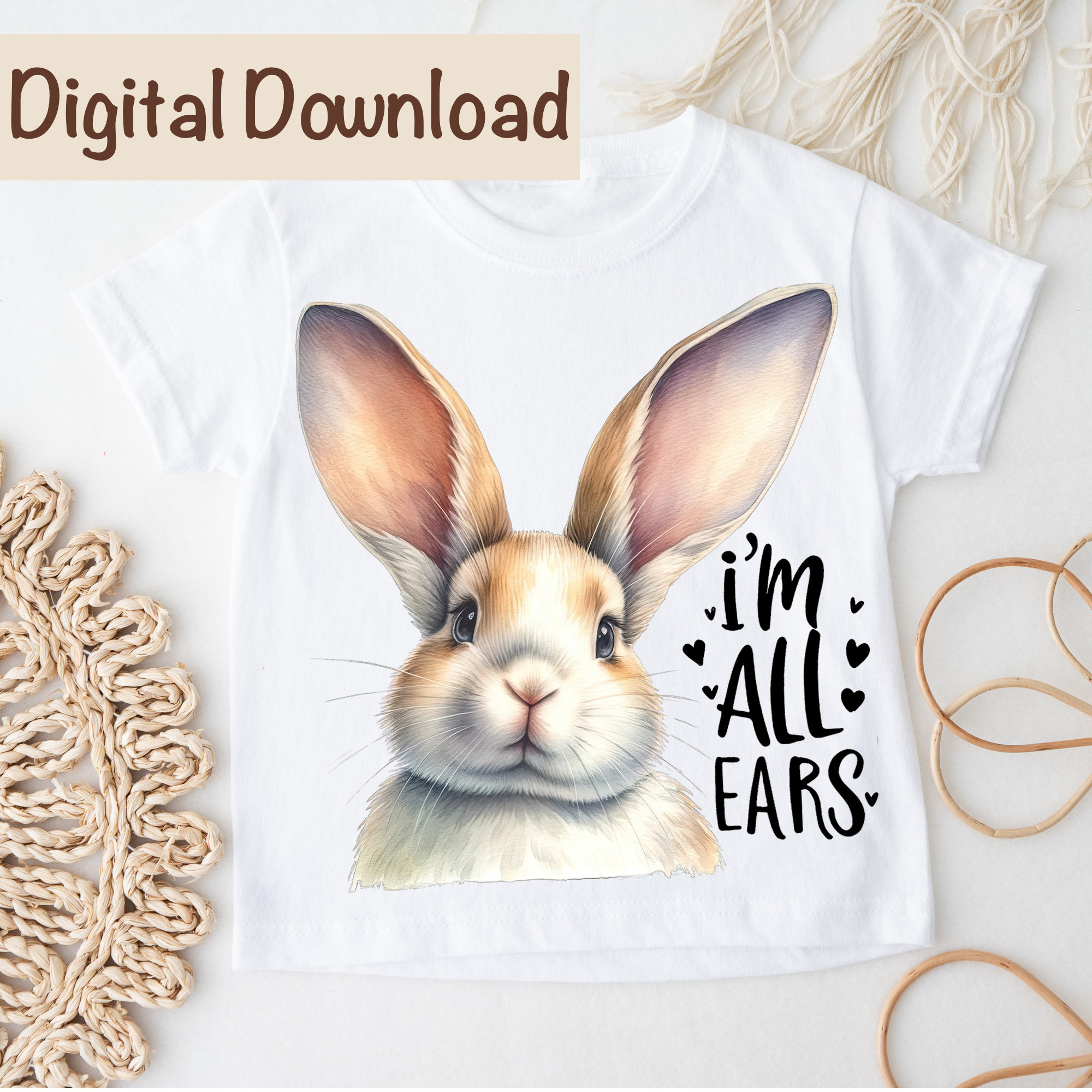 Bunny I'm All Ears Png, Cute Rabbit PNG, Funny Cute Cool Bunny ...