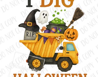 Dump Truck Halloween PNG | Construction Halloween PNG | Happy Halloween Sublimation | Spooky Dump Truck PNG | Pumpkins png | Kids Halloween