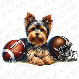 Football Dog PNG, Football Yorkie Dog Sublimation PNG, Digital Download Cute Toy Dog PNG Yorkie Football Game Day Football Lover png Dog Mom