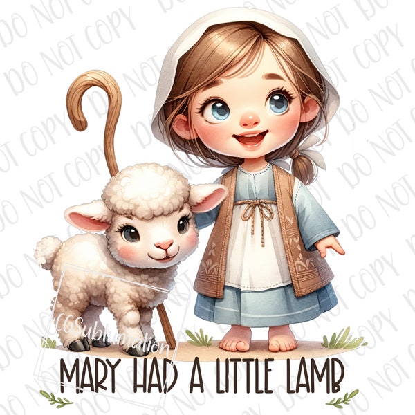 Mary Had A Little Lamb PNG, Nursery Rhyme Sublimation, Digital Download, Nursery Song Baby Girl png, Baby Lamb png Fairytale Storybook png