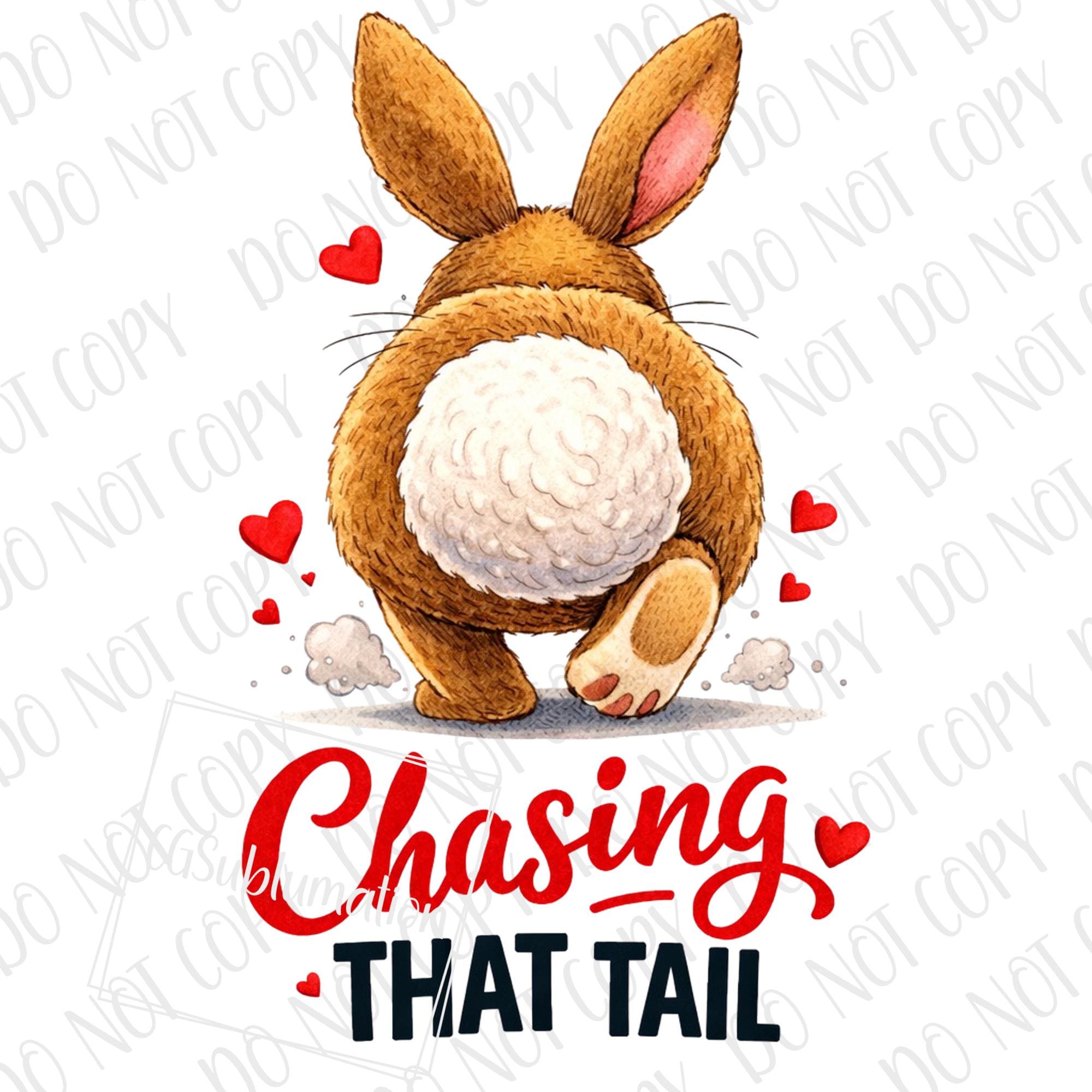 Rabbit Hunting PNG, Chasing That Tail Cute Bunny Sublimation, Digital ...