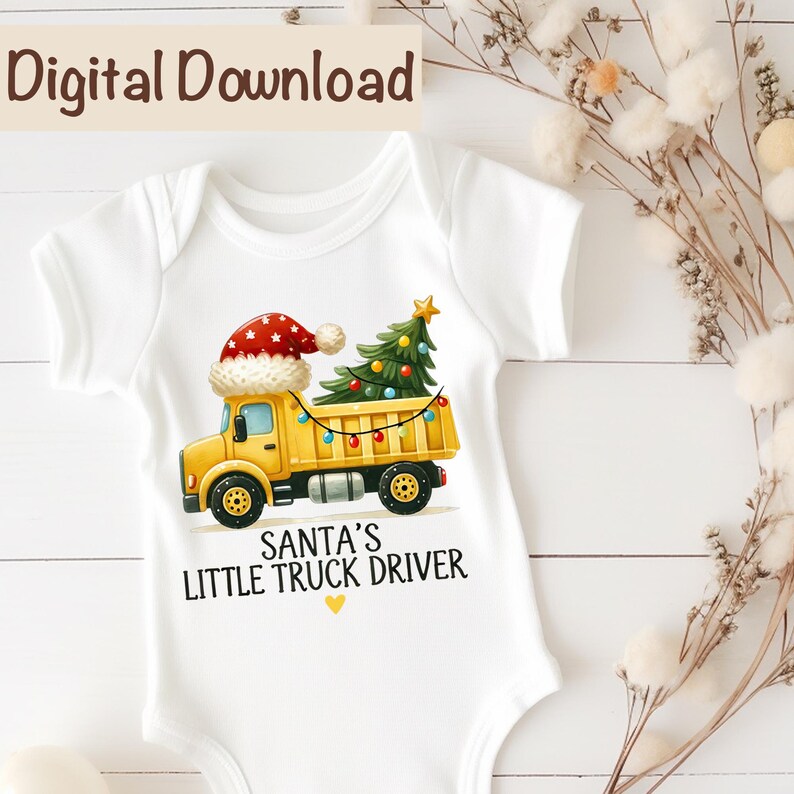 Santa's Little Truck Driver Christmas PNG, Dump Truck Sublimation, Digital Download, Christmas Kids Gifts Construction Trucks Christmas Boys