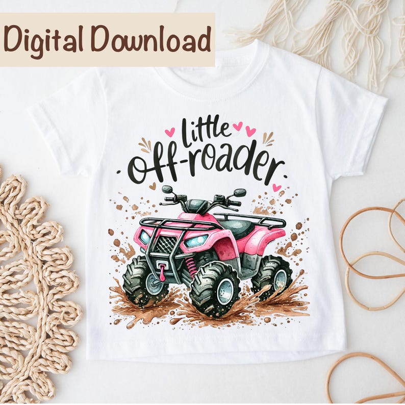 Four Wheeler Sublimation png | ATV For Girls Sublimation PNG | Mud & Tractor png | Offroad Sublimation png | Kids 4-Wheeler png Pink ATV png