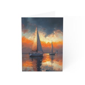 Wenskaarten oceaanzonsondergang, kunstafdrukken voor feesten, bedankbriefjes, kaartensets voor verjaardagen, blanco binnenkant voor persoonlijke berichten