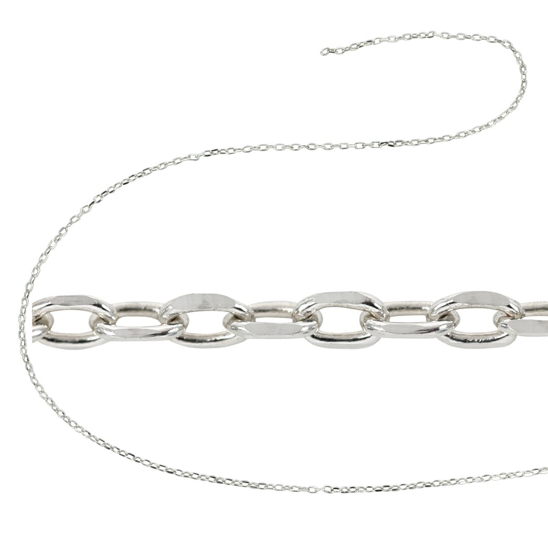 Beveled Cable Chain in Sterling Silver 1.3mm X 2mm Links | SFC-103-FT ...