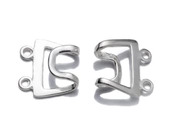 Two-Strand Hook and Eye Clasp in Sterling Silver 22.6x14.6mm | CL333