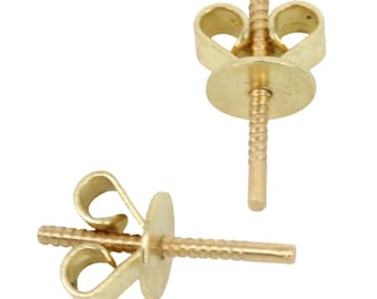 18Kt Gold Earring Post with Screw-on Scroll-Back | KEW028-Y