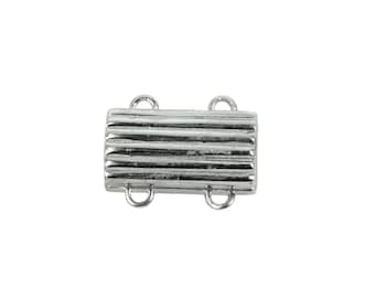 Corrugated Rectangle Magnetic Clasp in Sterling Silver 14x7mm | MC018