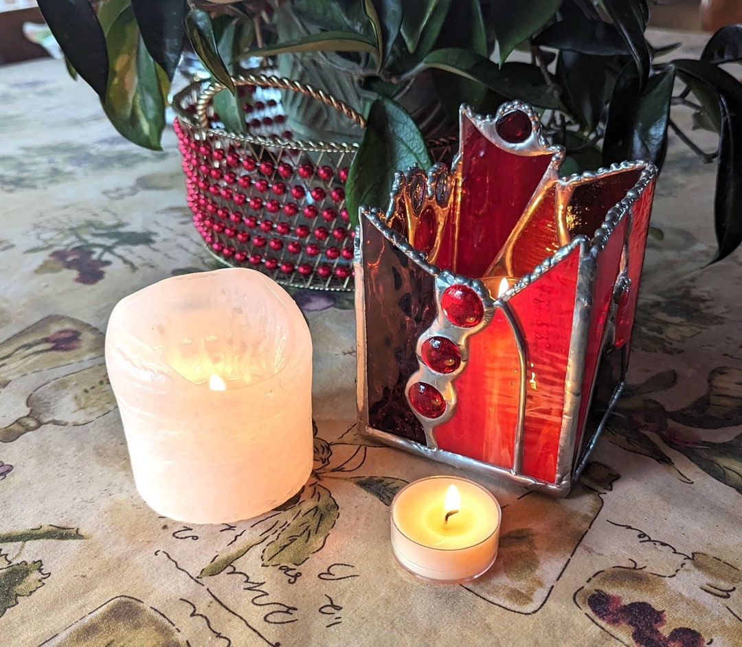 The Sangria Stained Glass Candlebox, Candle Holder Etsy