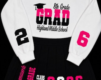 8th Grade, 5th grade , Pre-K, Kindergarten, Day Care Graduate 2026 Sweater/shirt/skirt Set  personalized customized
