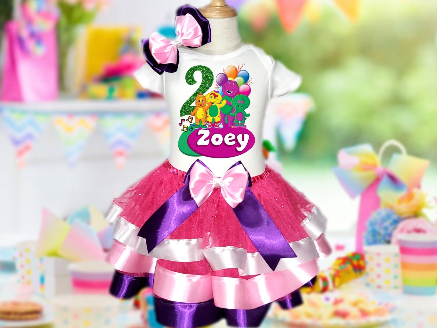Barney & Friends Birthday Party Personalized Name Hot Pink - Etsy
