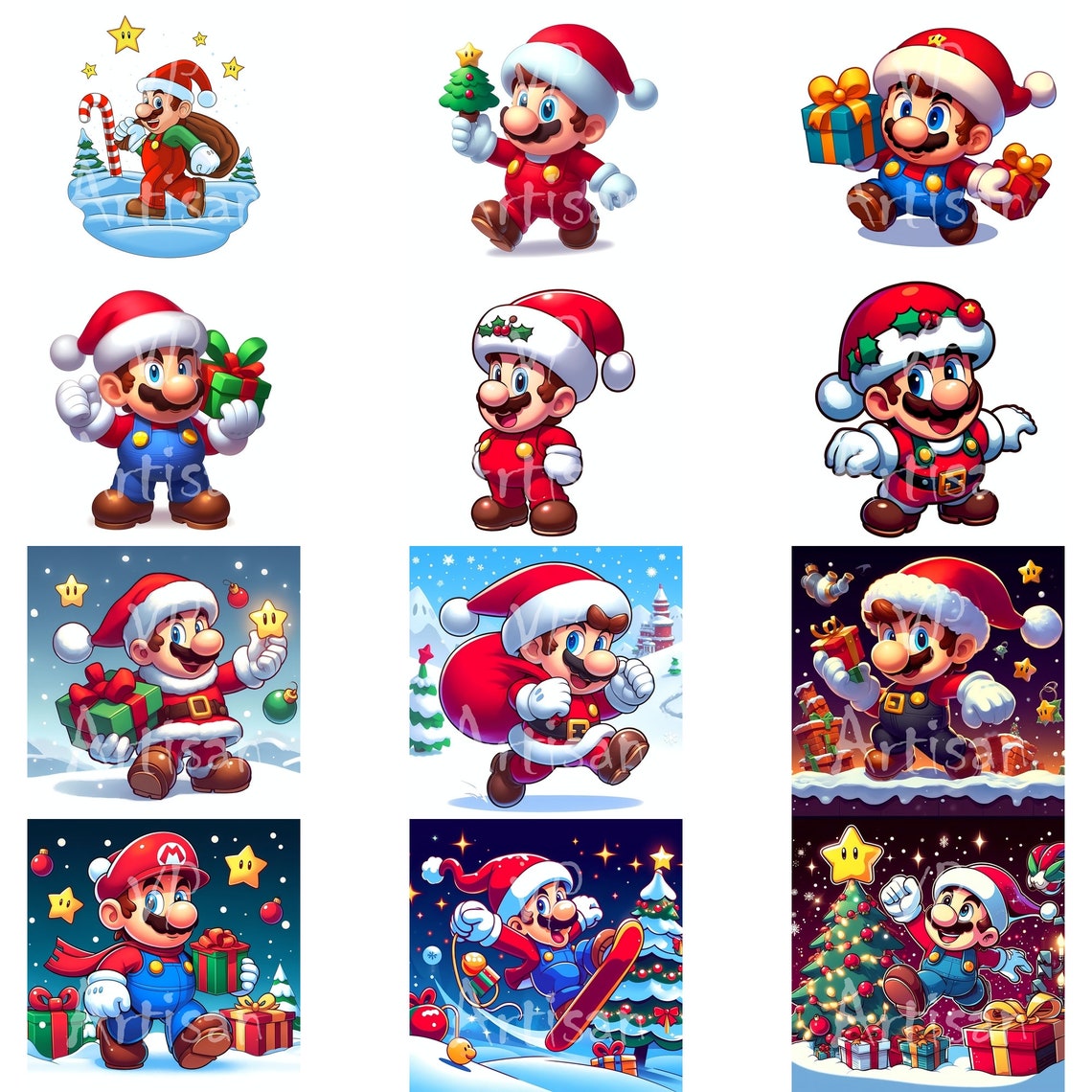 Christmas Super Mario Clipart. Christmas Clipart. Christmas Card Idea