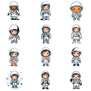 Clipart de astronautas bebés. Astronauta bebé de dibujos animados - 12 JPG de alta calidad, planificadores digitales, diarios basura, álbum de recortes