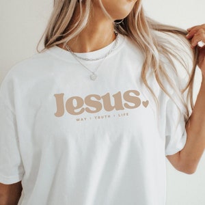 Way Truth Life Jesus Shirt Comfort Colors Heart Faith Shirt Coquette Clothing Christian Clothes Vanilla Girl Preppy Stuff Christian Shirt