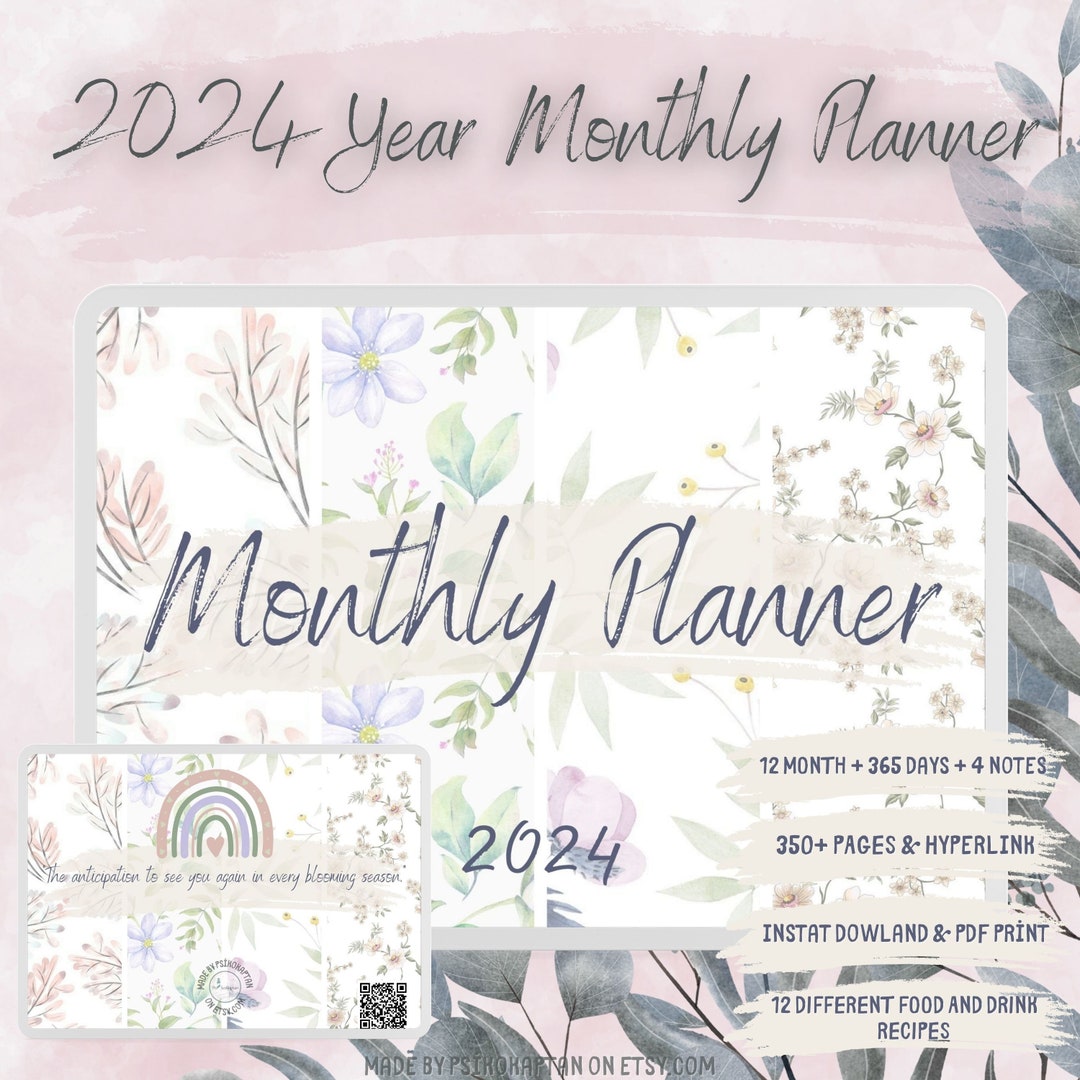 Ultimate 2024 Planner Floral, 365 Days Digital, Monthly Planners ...