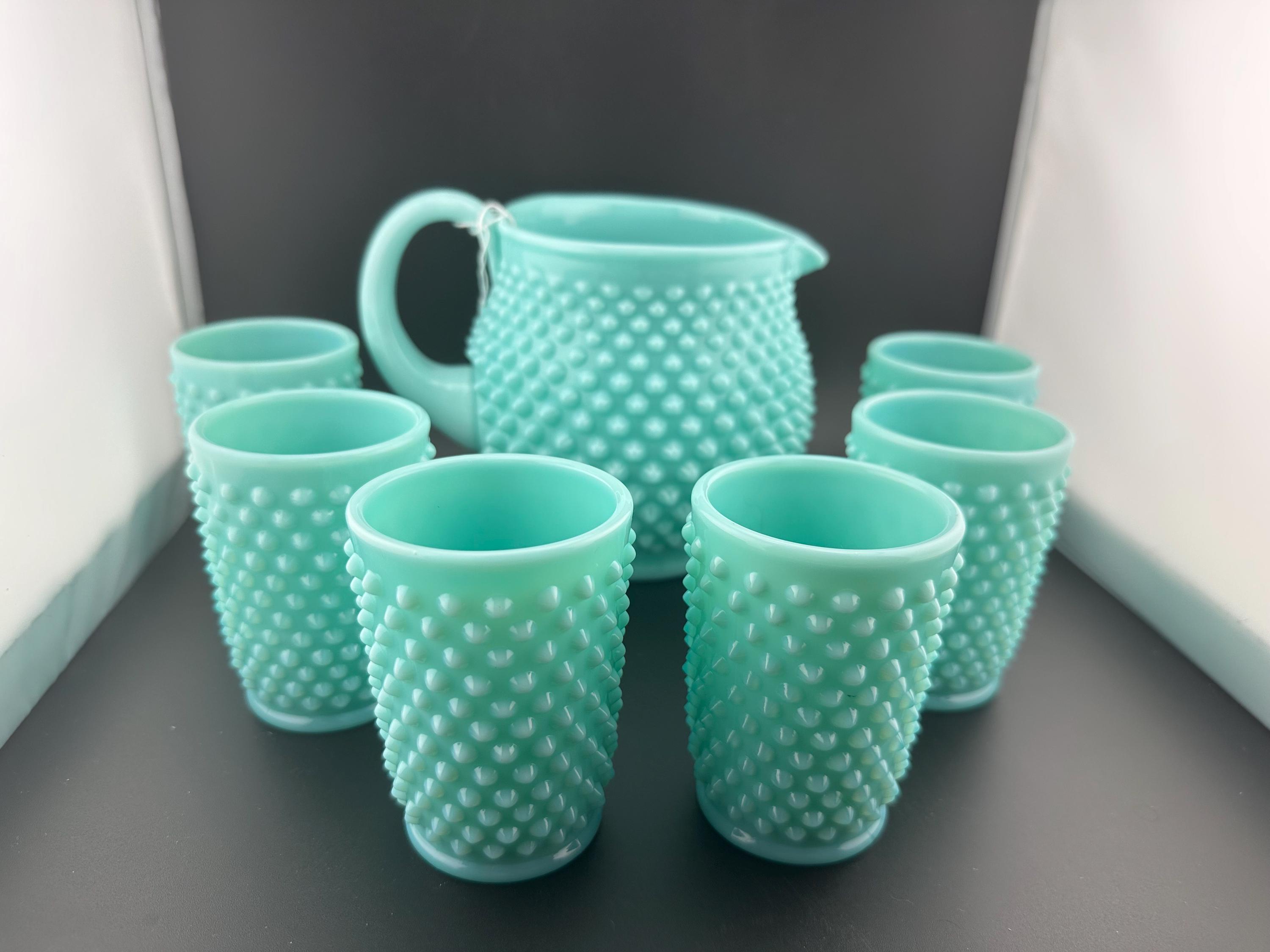 希少　fenton シルバーターコイズ　クレスト　ボンボン　ミルクグラス 希少 fenton シルバーターコイズ クレスト ボンボン ミルク