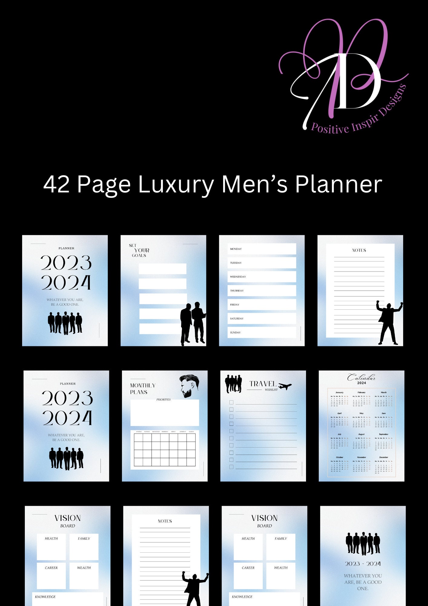 Luxury Men's Planner, Planner for Men, Digital Men's Planner, Printable ...