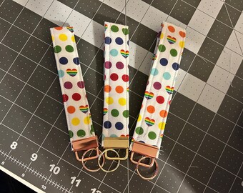 Rainbow Heart Wristlet Keychain