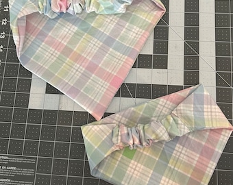 Spring Plaid Dog Bandana Scrunchie