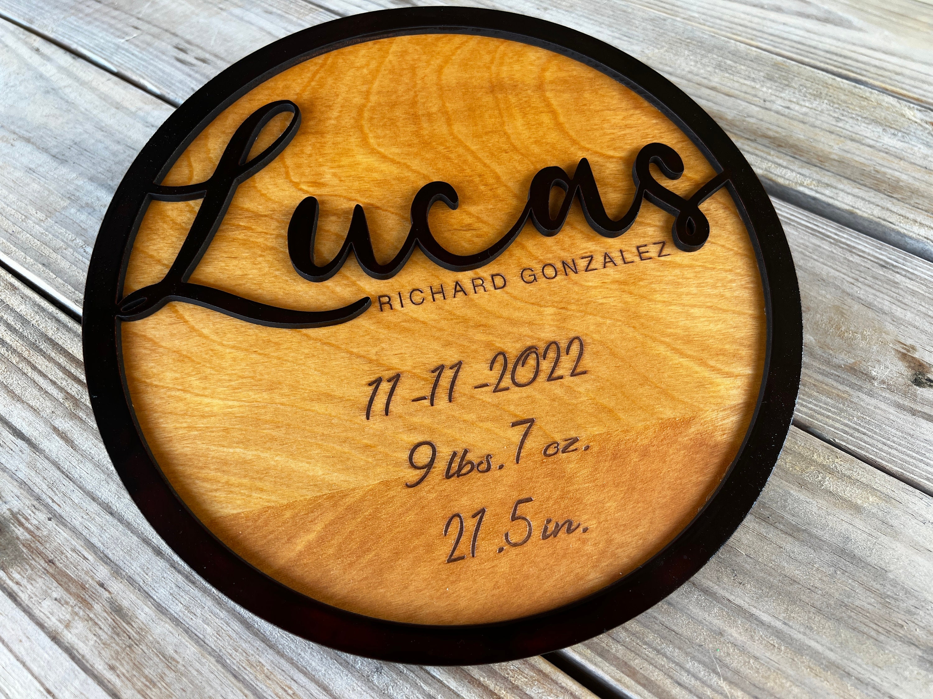 Birth Announcement Sign | Personalised Baby Plaque | Lasercut Timber ...