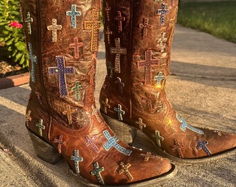 Old Gringo "Ooh My God" Rhinestone Cowgirl Boots in Brass, Classic Western Cowgirl Boots, Hand Customized Boots