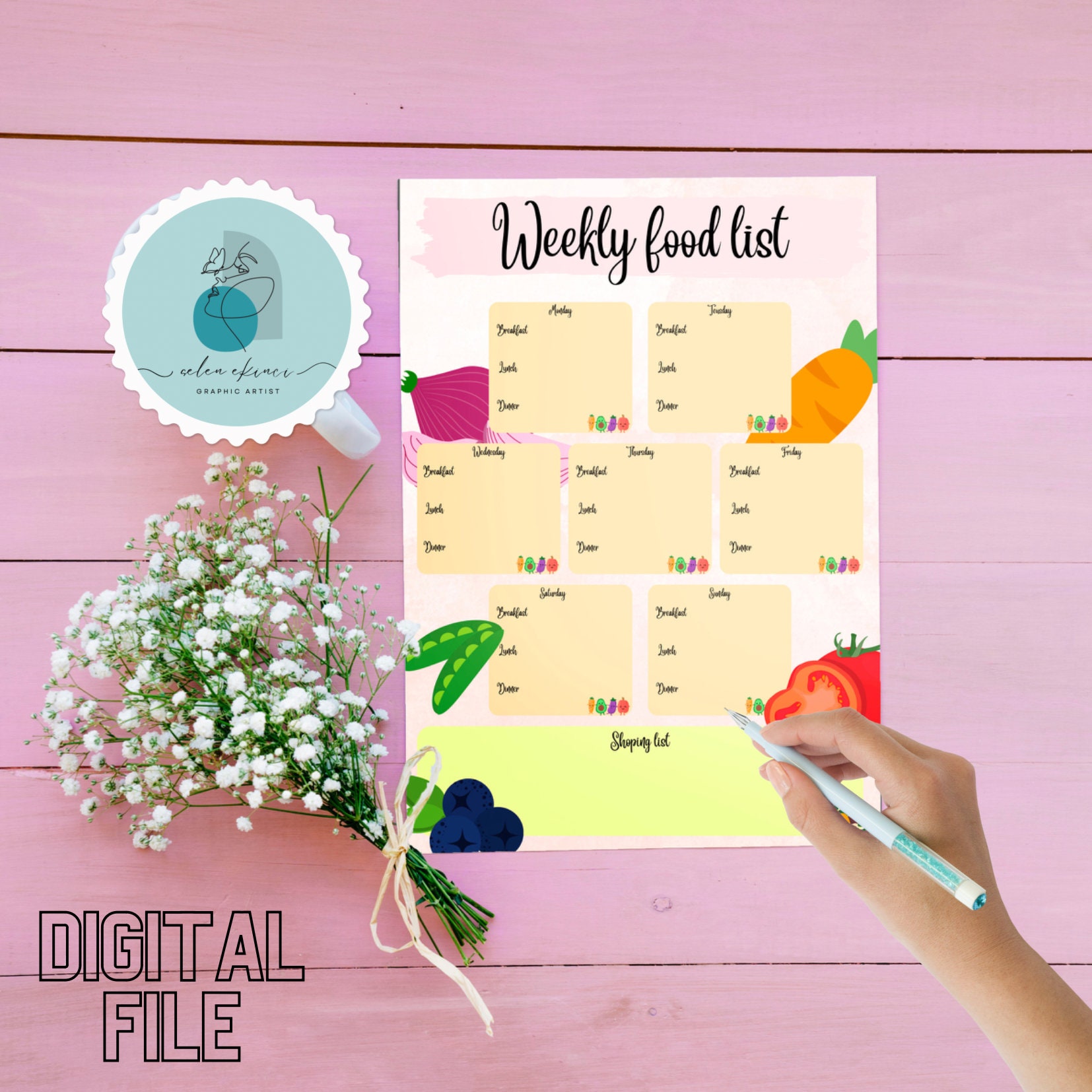 printable-weekly-food-list-vegetable-and-colorful-etsy